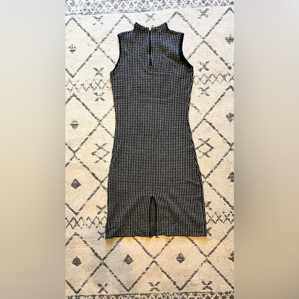 Women Sleeveless Dress Black / White checker pattern